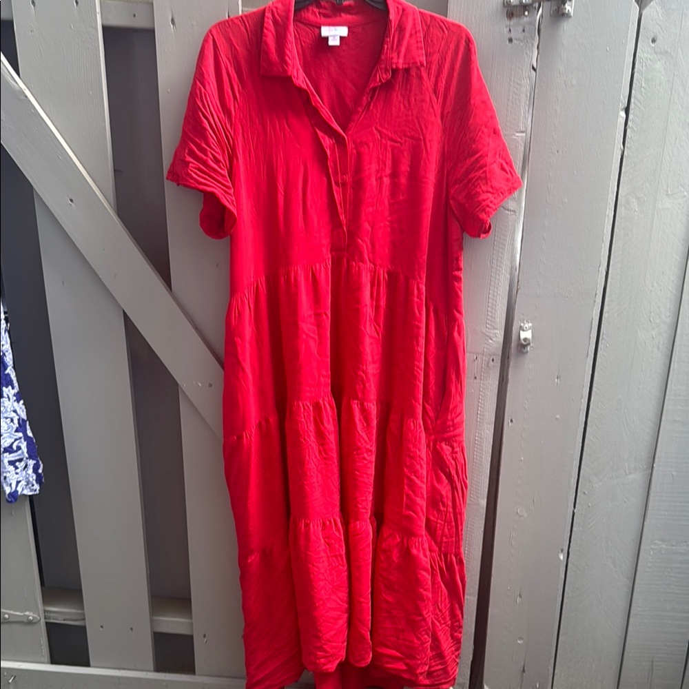 LuLaRoe Bright Red Tiered Dress